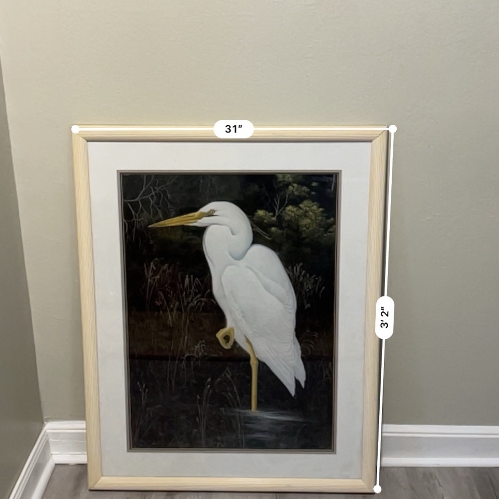 White Bird Drawing with White Frame